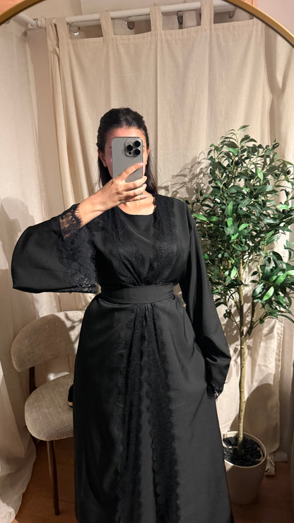 Ensemble Abaya Mesrara en marron foncé