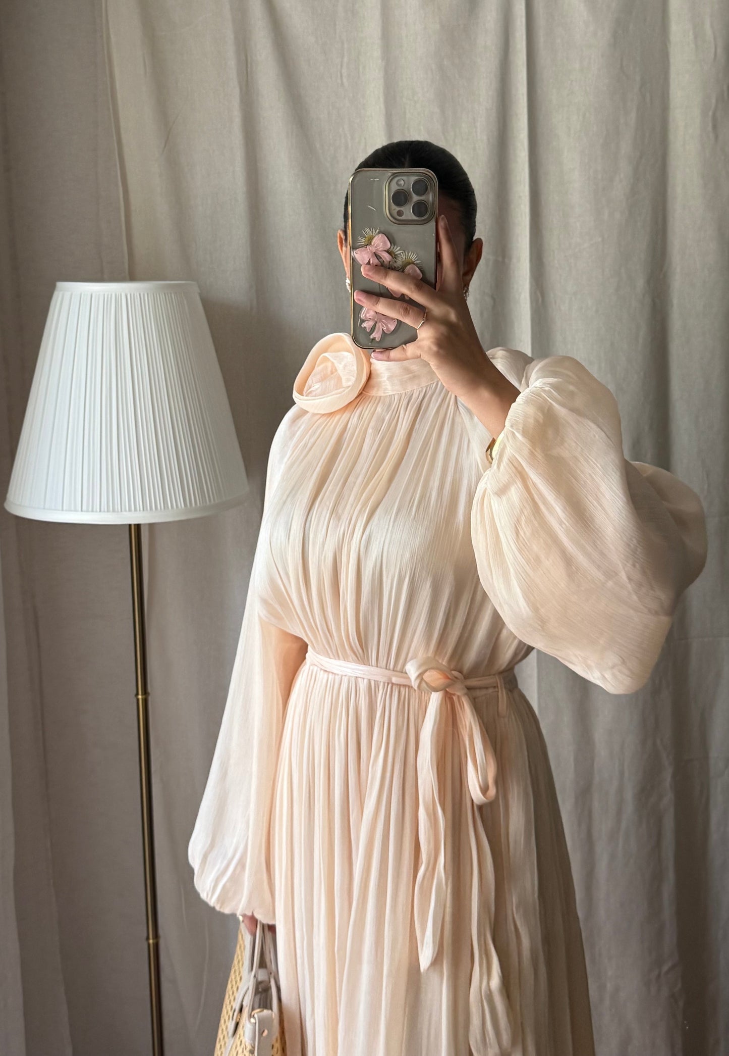 robe en oraganza évasée doublée champagne