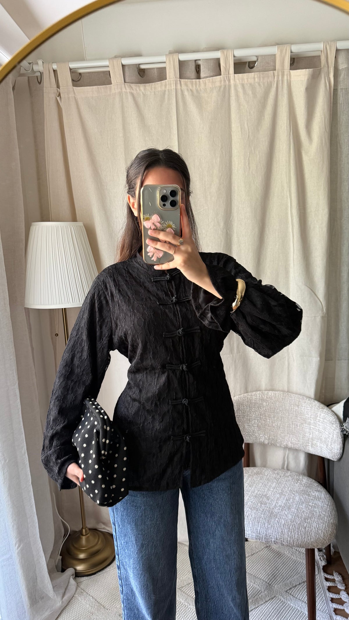 Blouse style mandarin | Noir