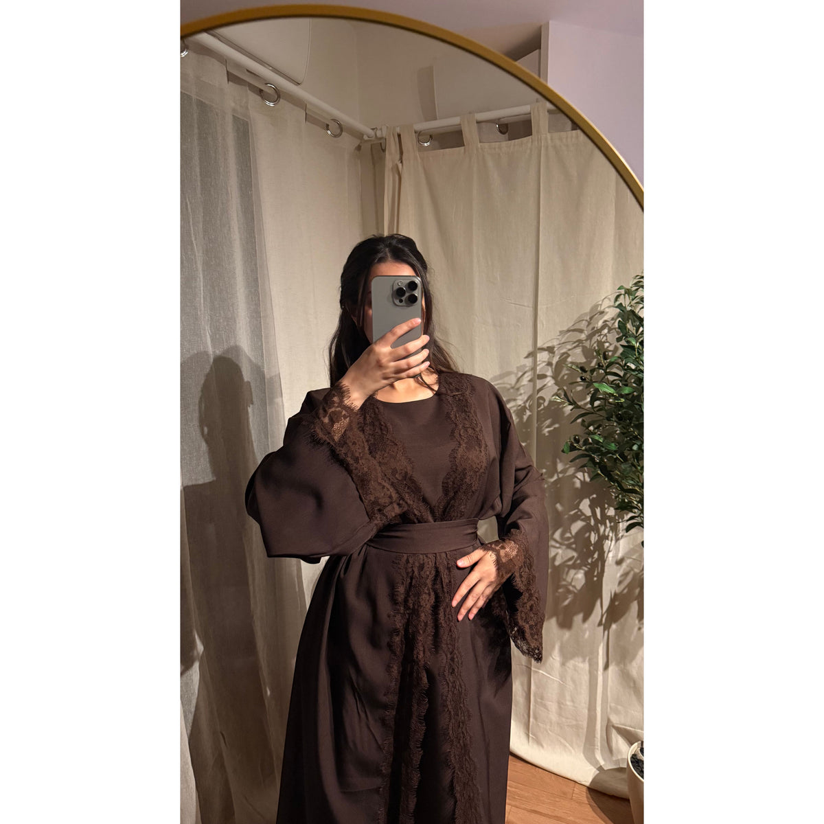 Ensemble Abaya Mesrara en marron