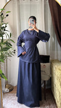 Ensemble en Jean Haut Long & Jupe Longue – Bleu Brut