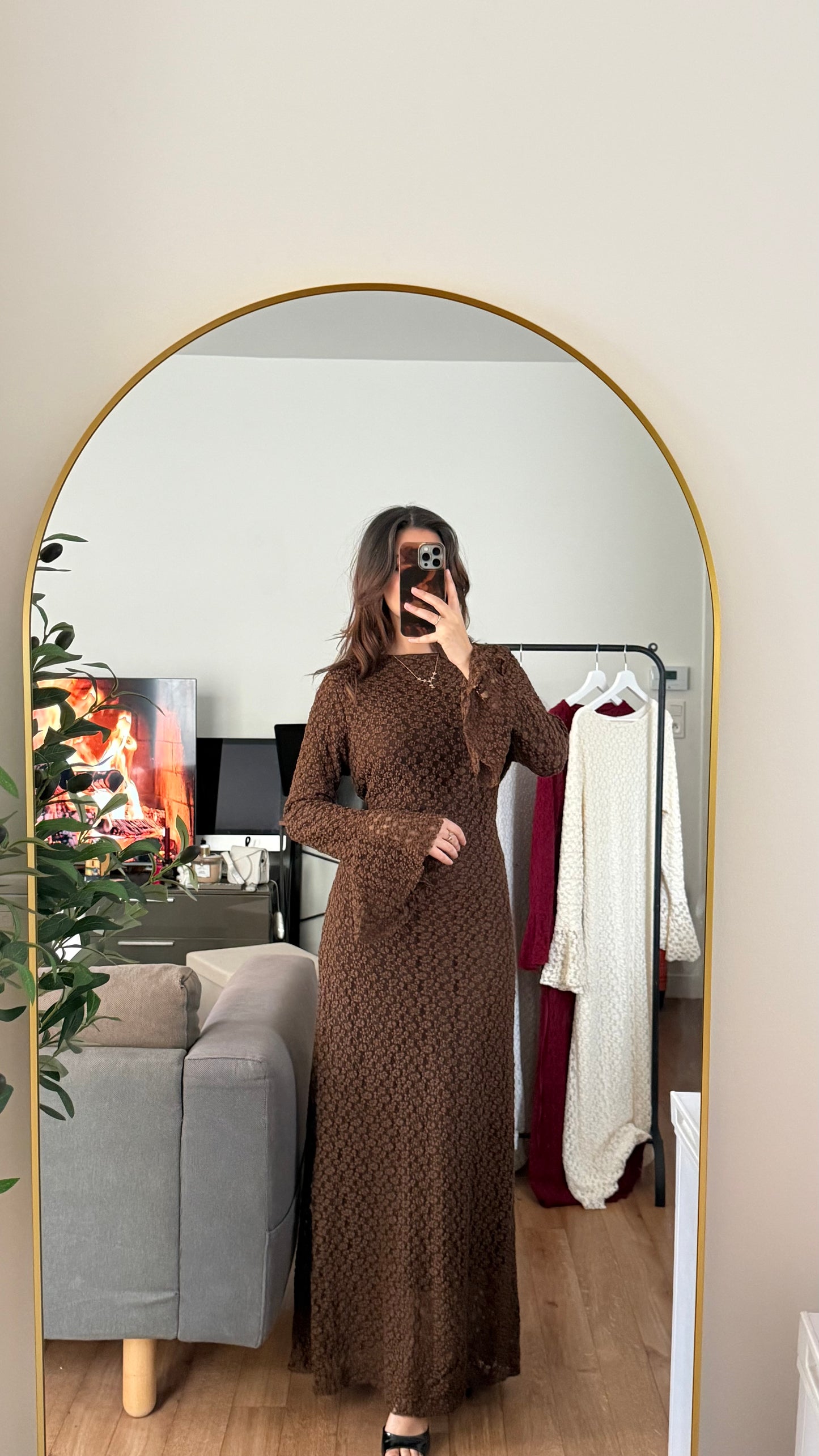 Robe Dentelle doublé marron