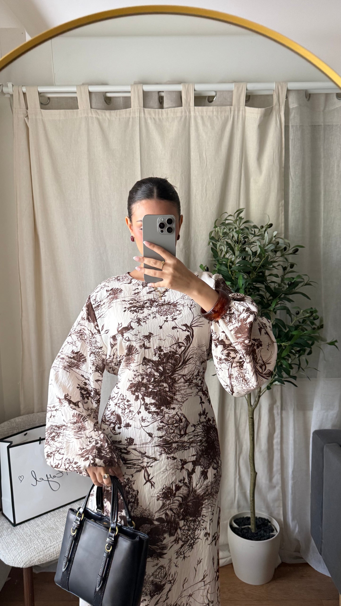 Robe longue Najwa vintage  / Beige-marron