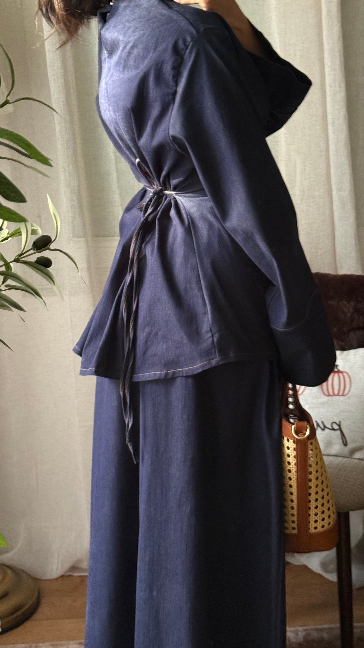 Ensemble en Jean Haut Long & Jupe Longue – Bleu Brut
