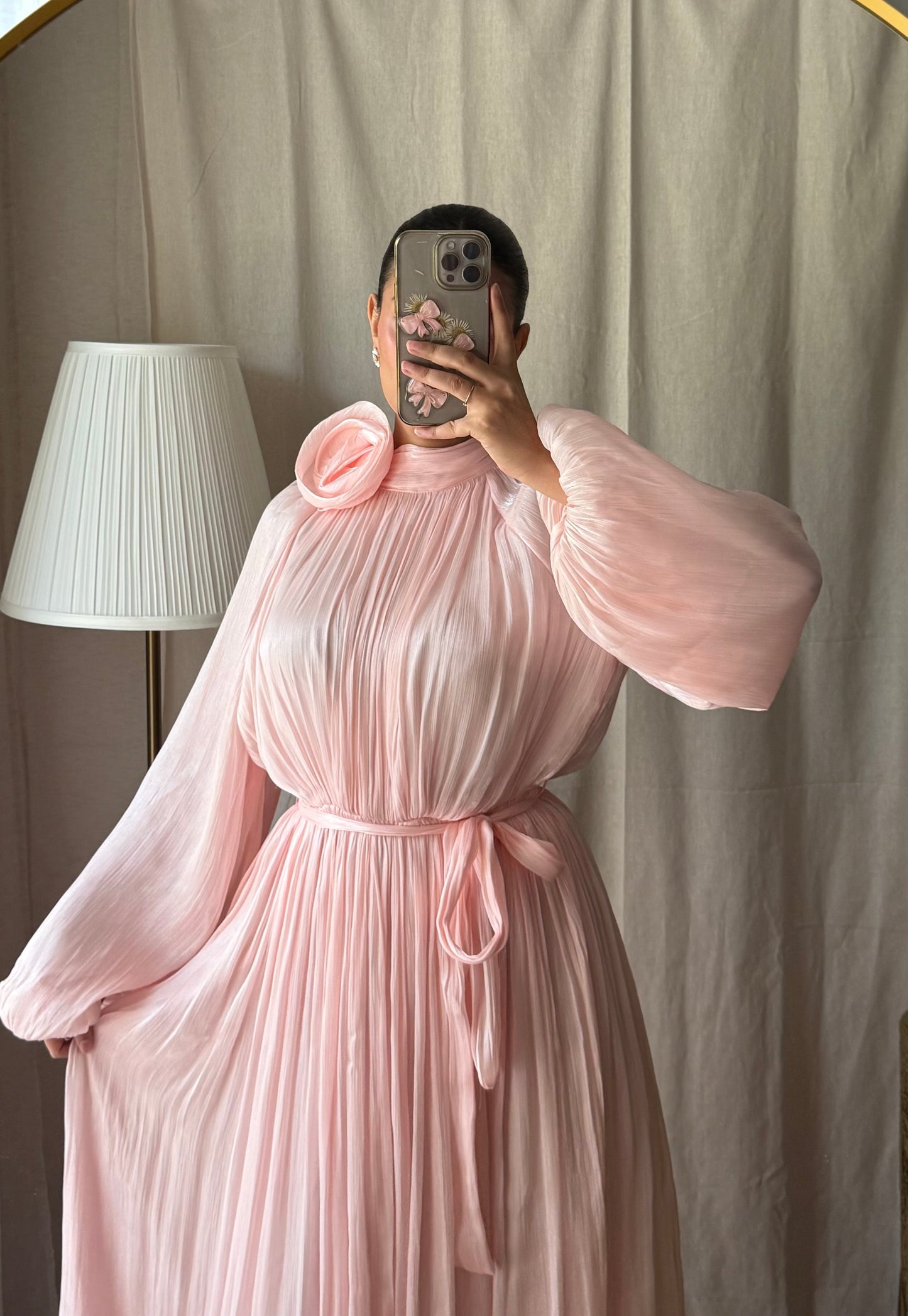 robe en oraganza évasée doublée Rose