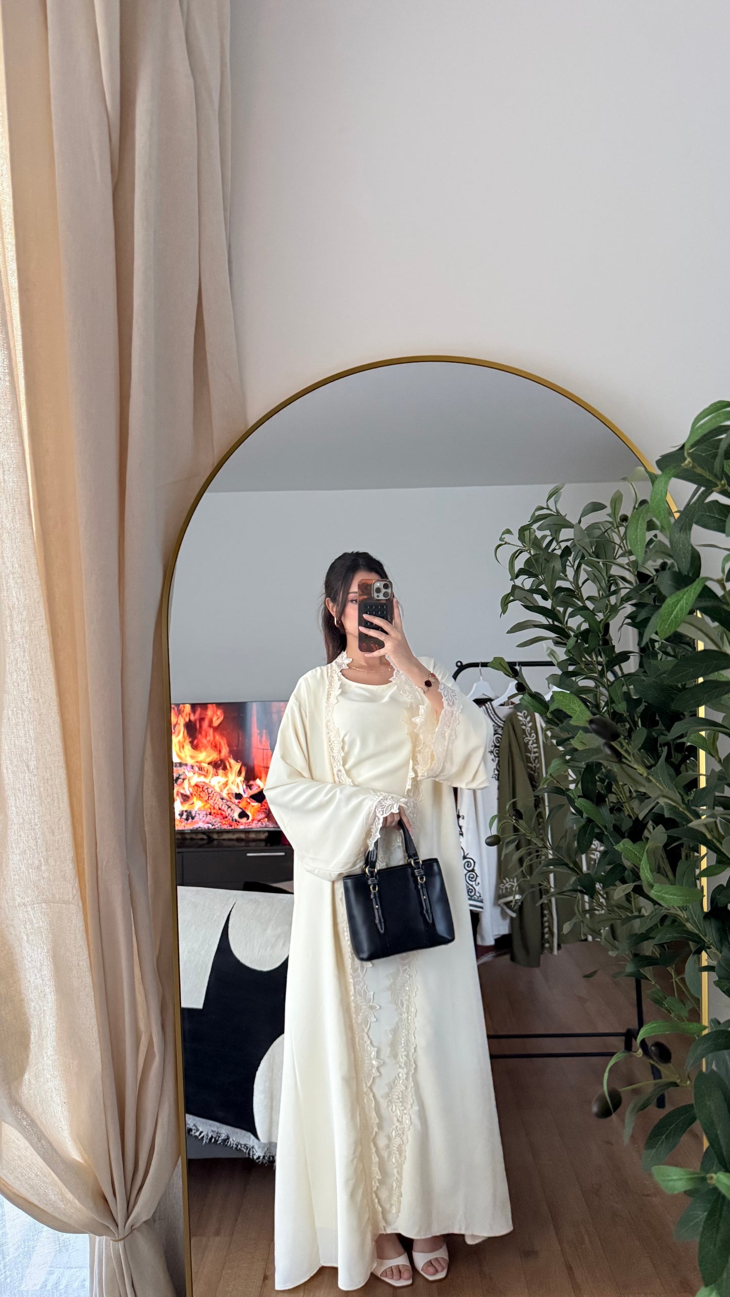 Ensemble abaya & kimono dentelle
