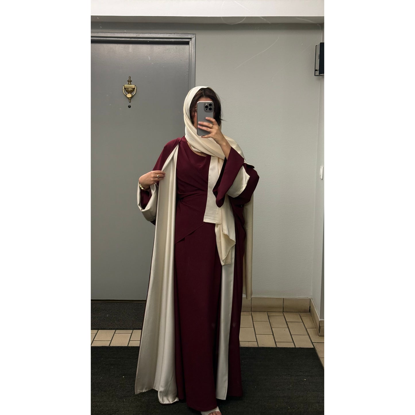 Robe longue croisée & kimono réversible avec voile