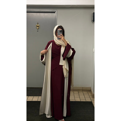 Robe longue croisée & kimono réversible avec voile