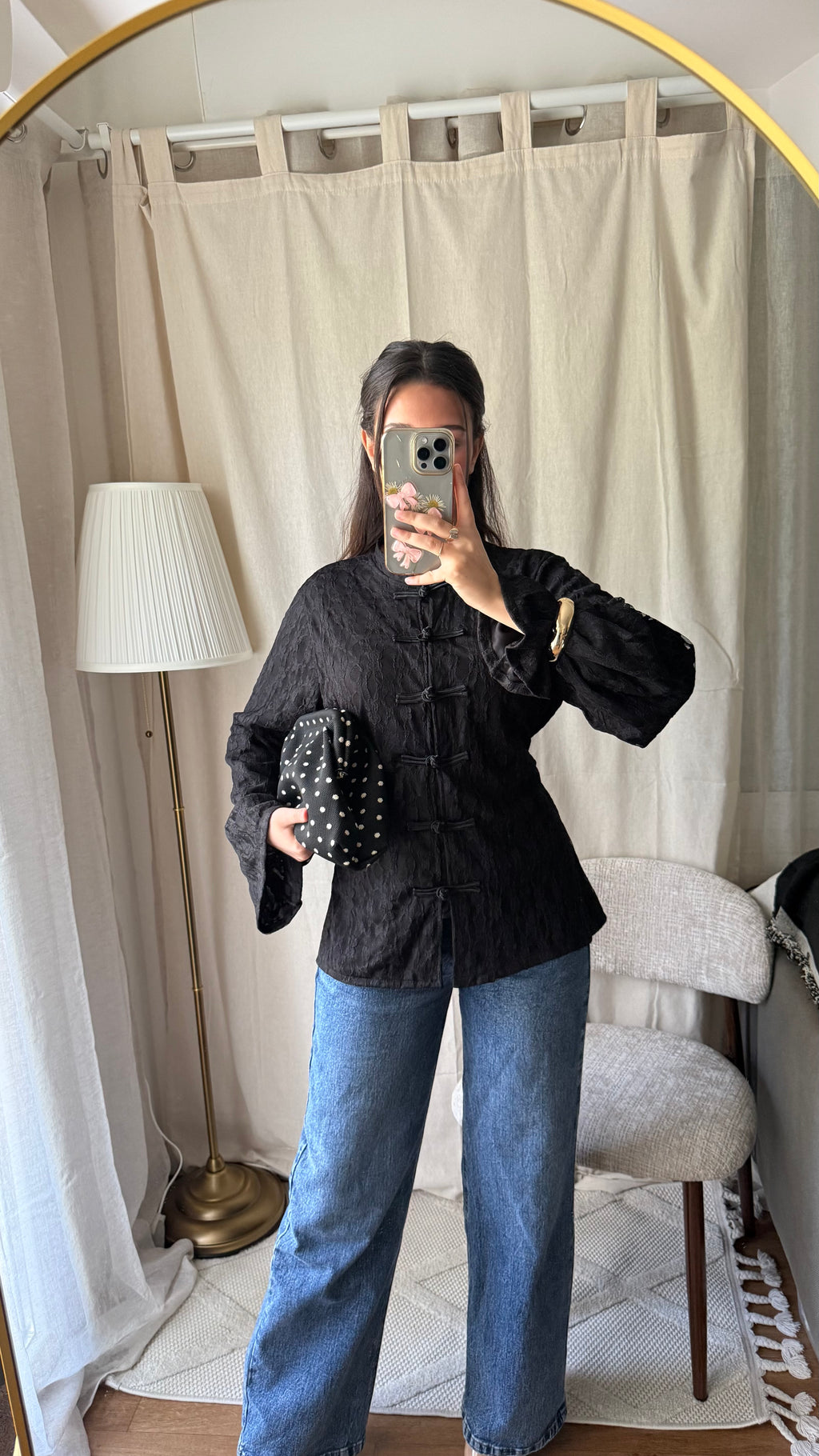 Blouse style mandarin | Noir