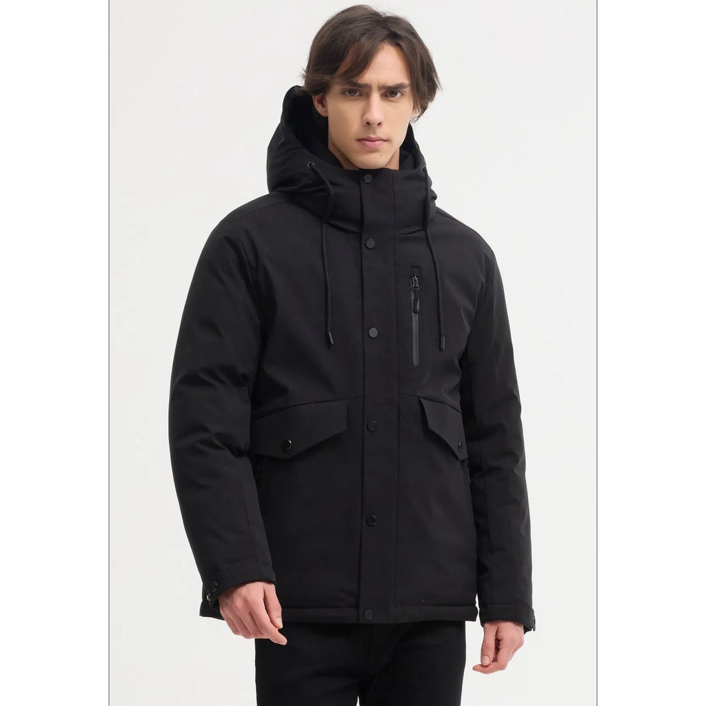Parka homme capuche noire chaude confortable hiver Azayel