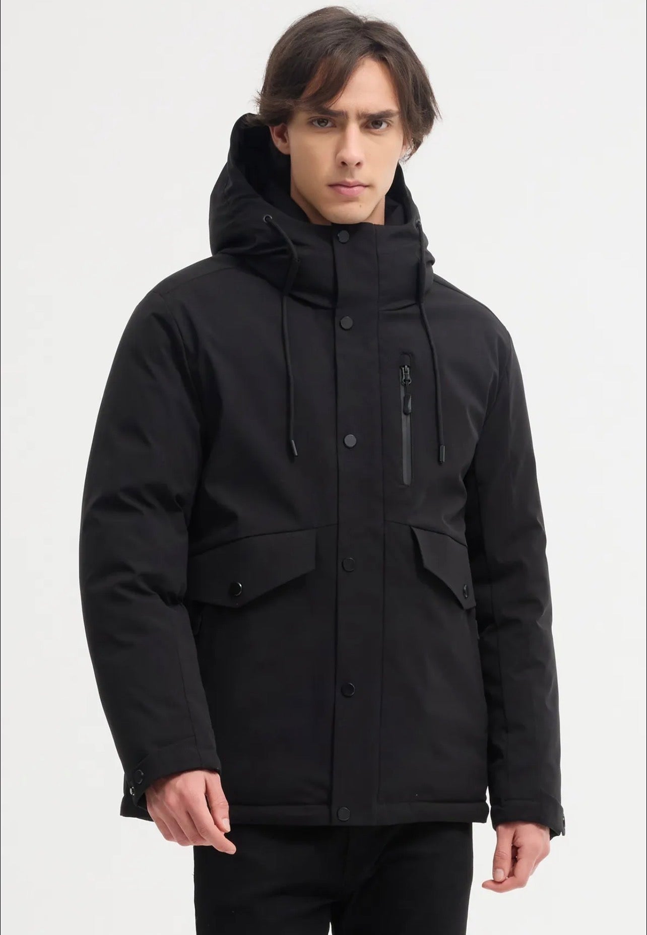 Parka Capuche Unie Noire