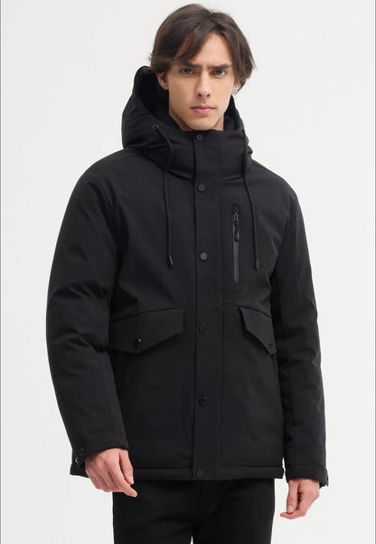 Parka Capuche Unie Noire