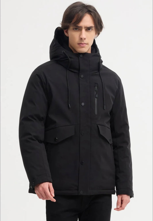 Parka Capuche Unie Noire