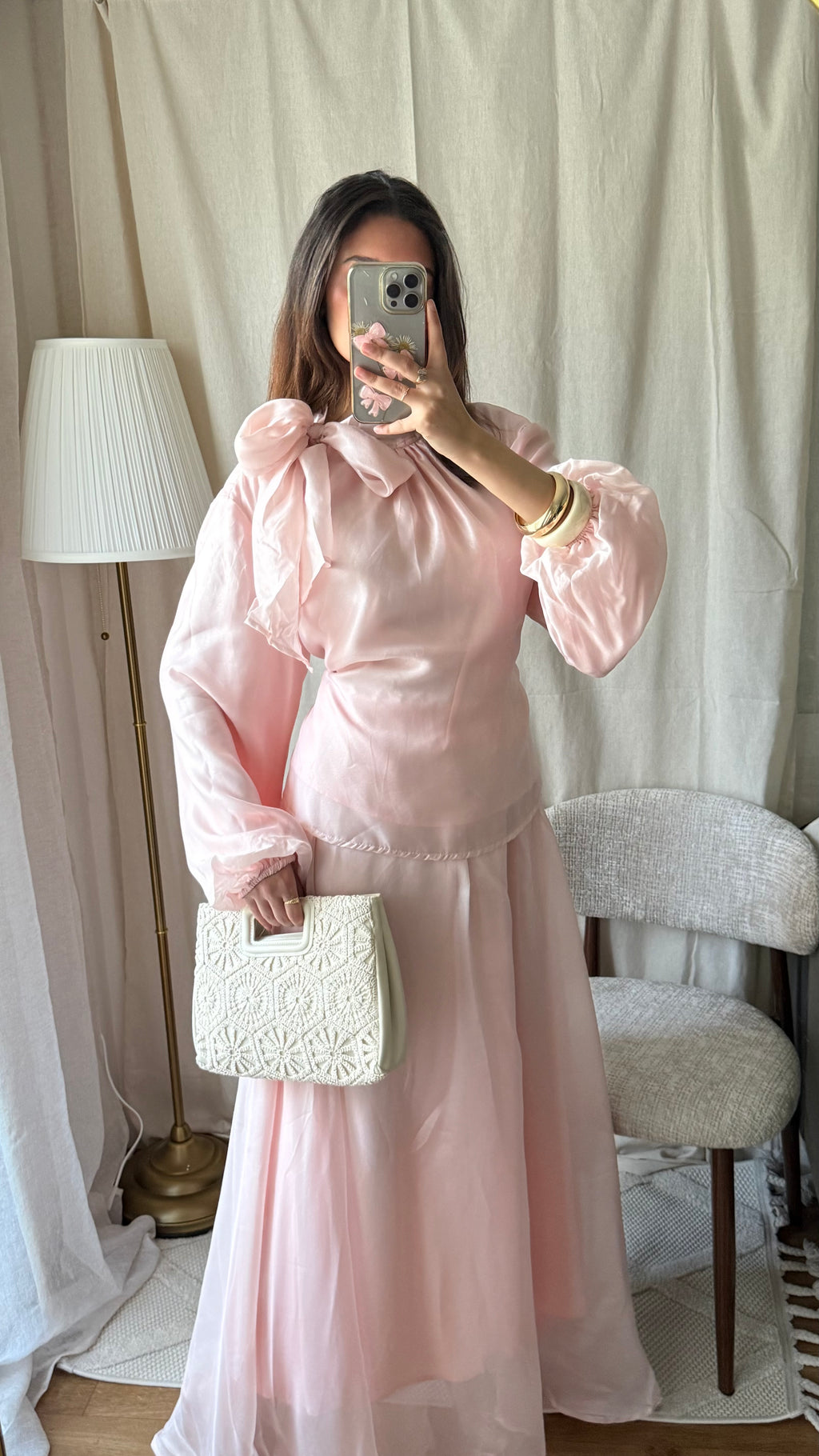 Ensemble en oraganza évasée doublée Rose