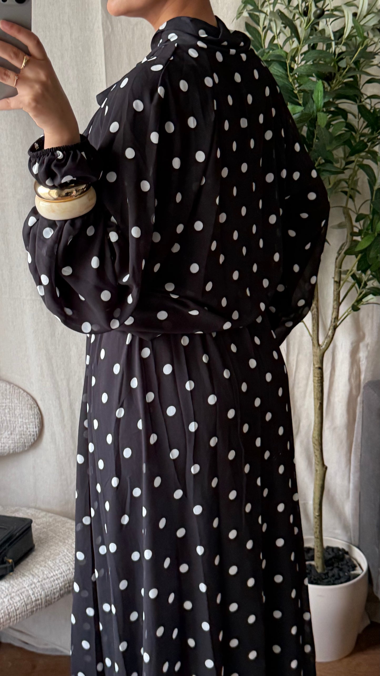 ENSEMBLE JUPE POIS NOIR