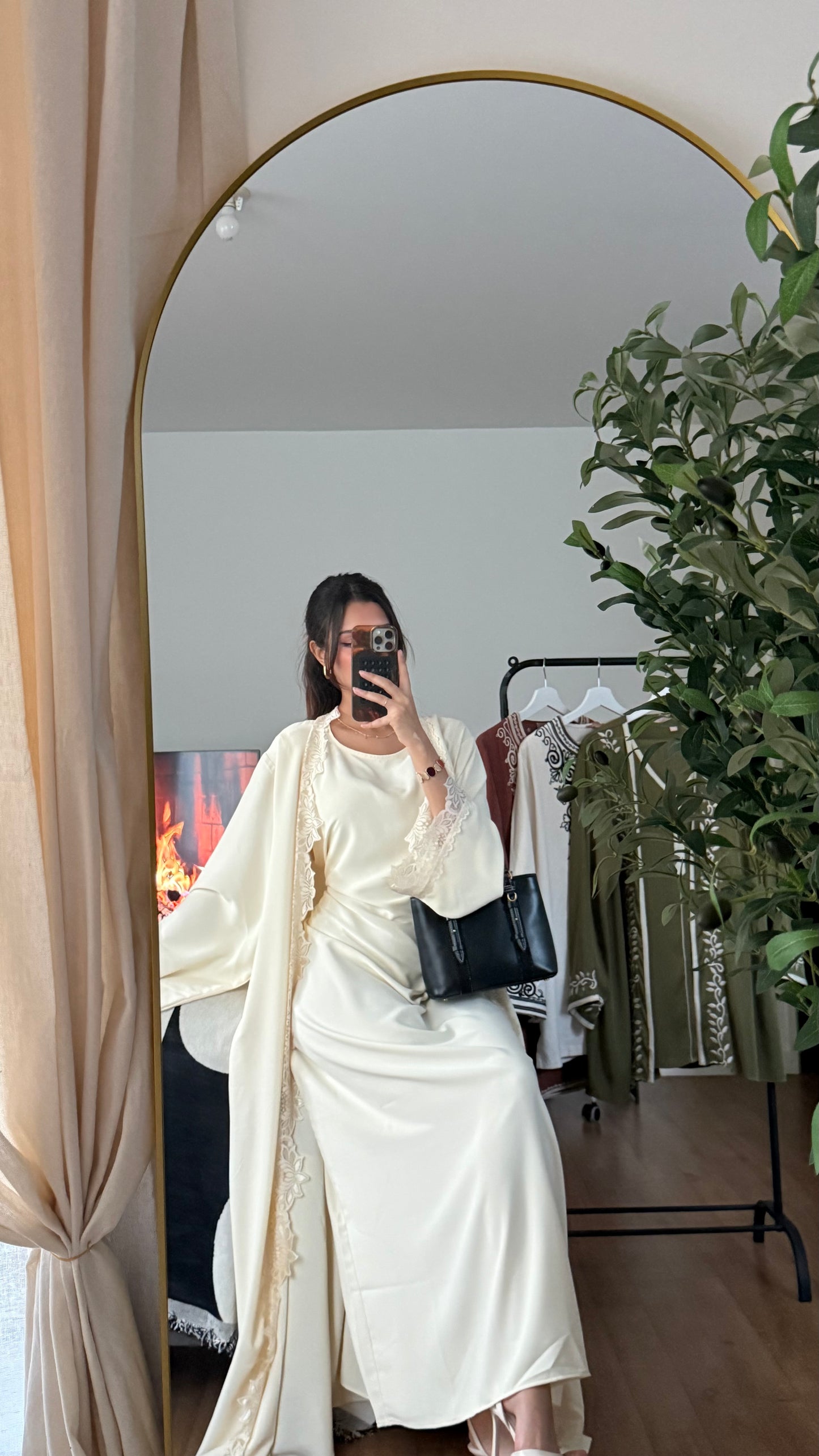 Ensemble abaya & kimono dentelle