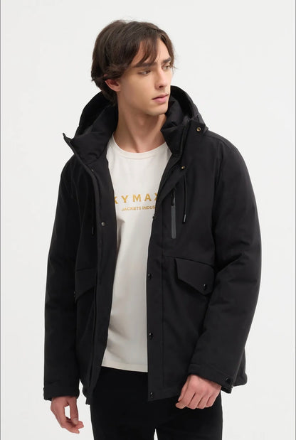 Parka Capuche Unie Noire