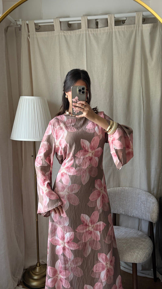 Robe longue à motifs VANILLE I Rose