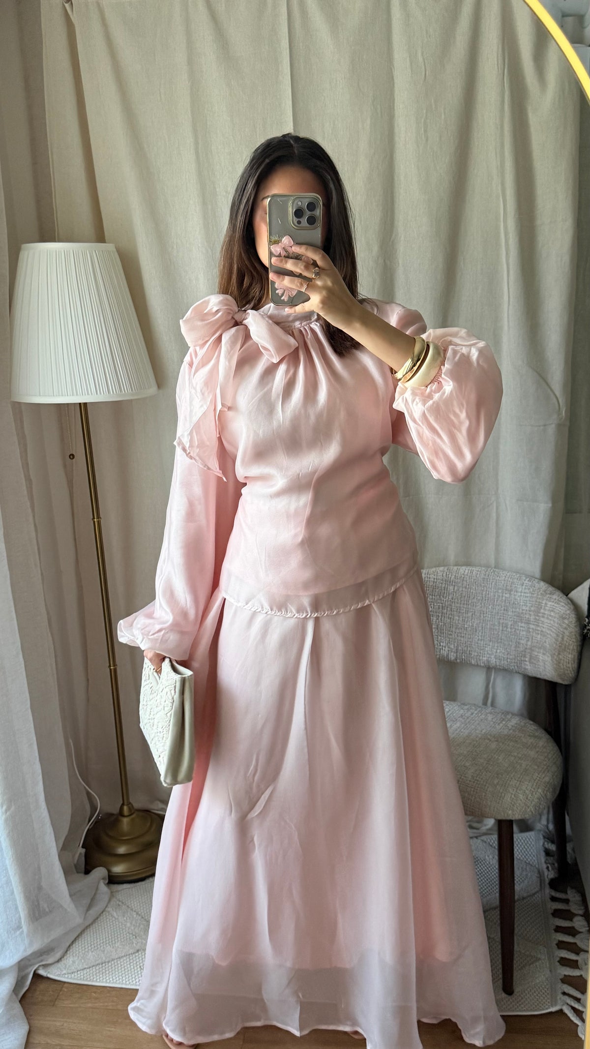 Ensemble en oraganza évasée doublée Rose
