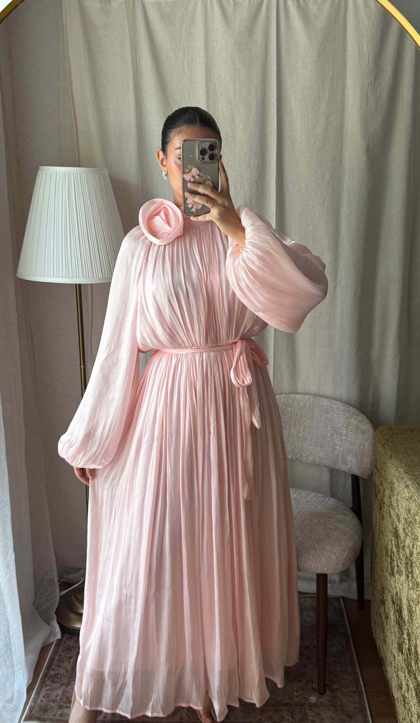 robe en oraganza évasée doublée Rose
