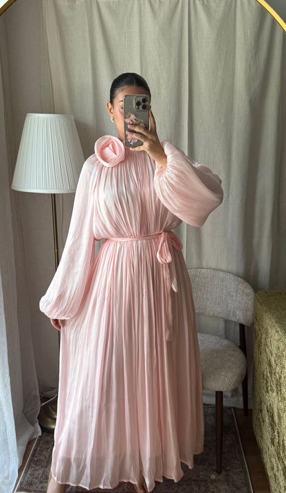 robe en oraganza évasée doublée Rose