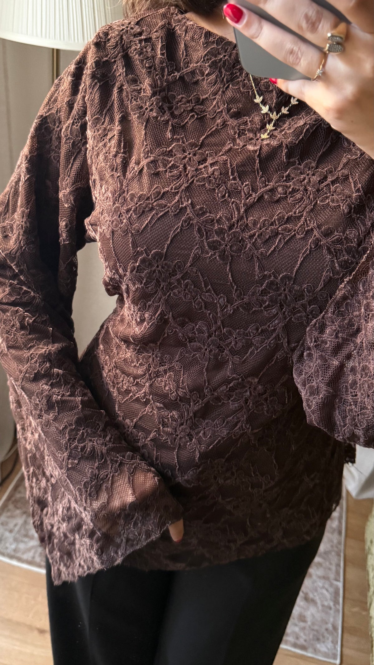 Blouse DENTELLA à nouer dans le dos / MARRON