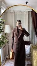 Manteau Long Tailleur Cintré – Marron Chocolat