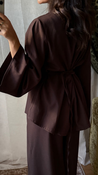 Ensemble Nayla COFFEE ☕️ – Chemise cintrée & pantalon fluide