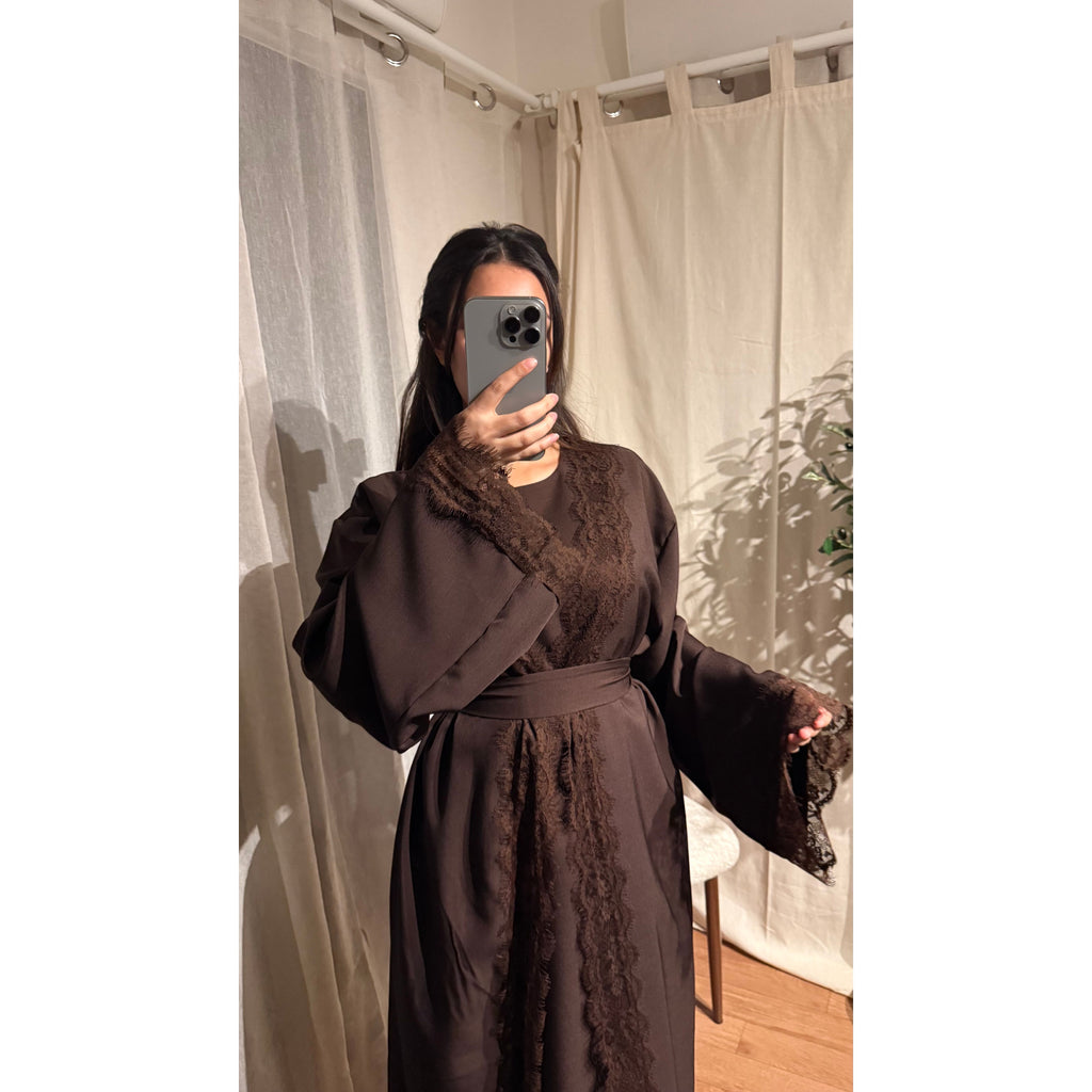 Ensemble Abaya Mesrara en marron