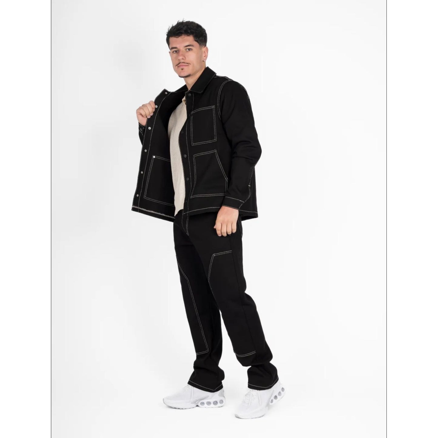 Ensemble Jean Noir Surpiqûres Contrastées