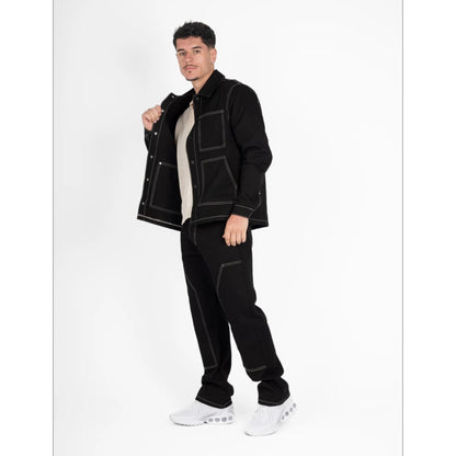 Ensemble Jean Noir Surpiqûres Contrastées