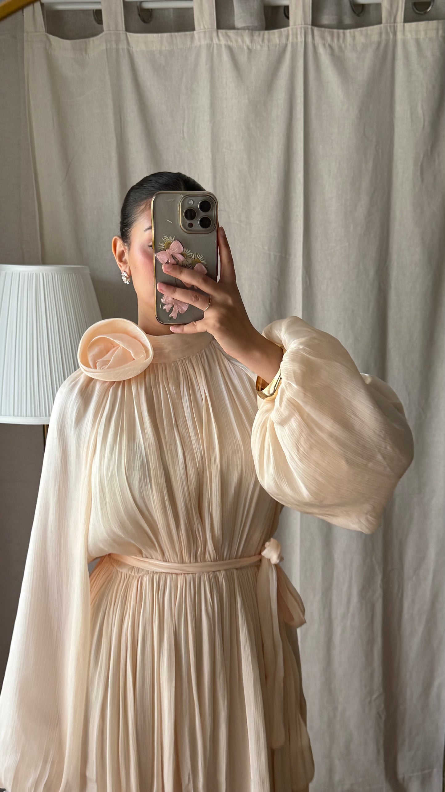 robe en oraganza évasée doublée champagne