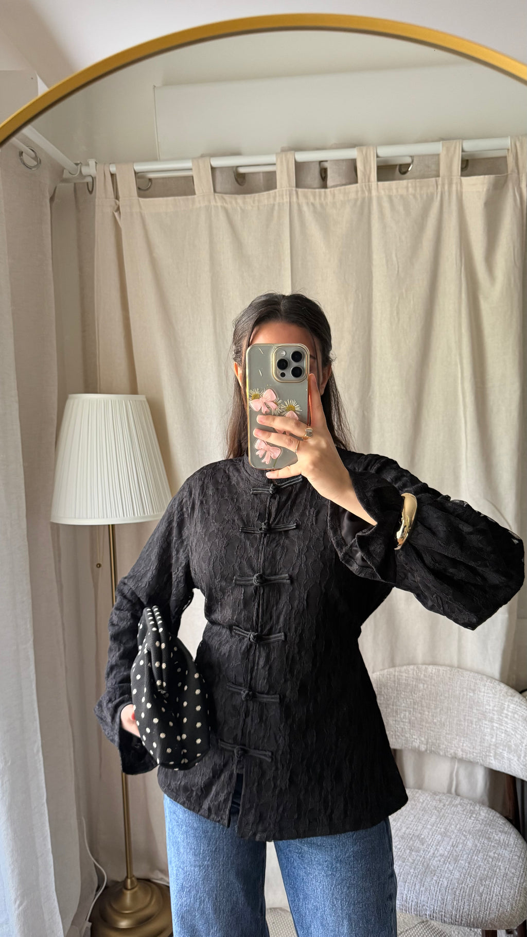 Blouse style mandarin | Noir