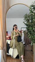 Ensemble jabador brodé femme kaki élégant traditionnel Azayel