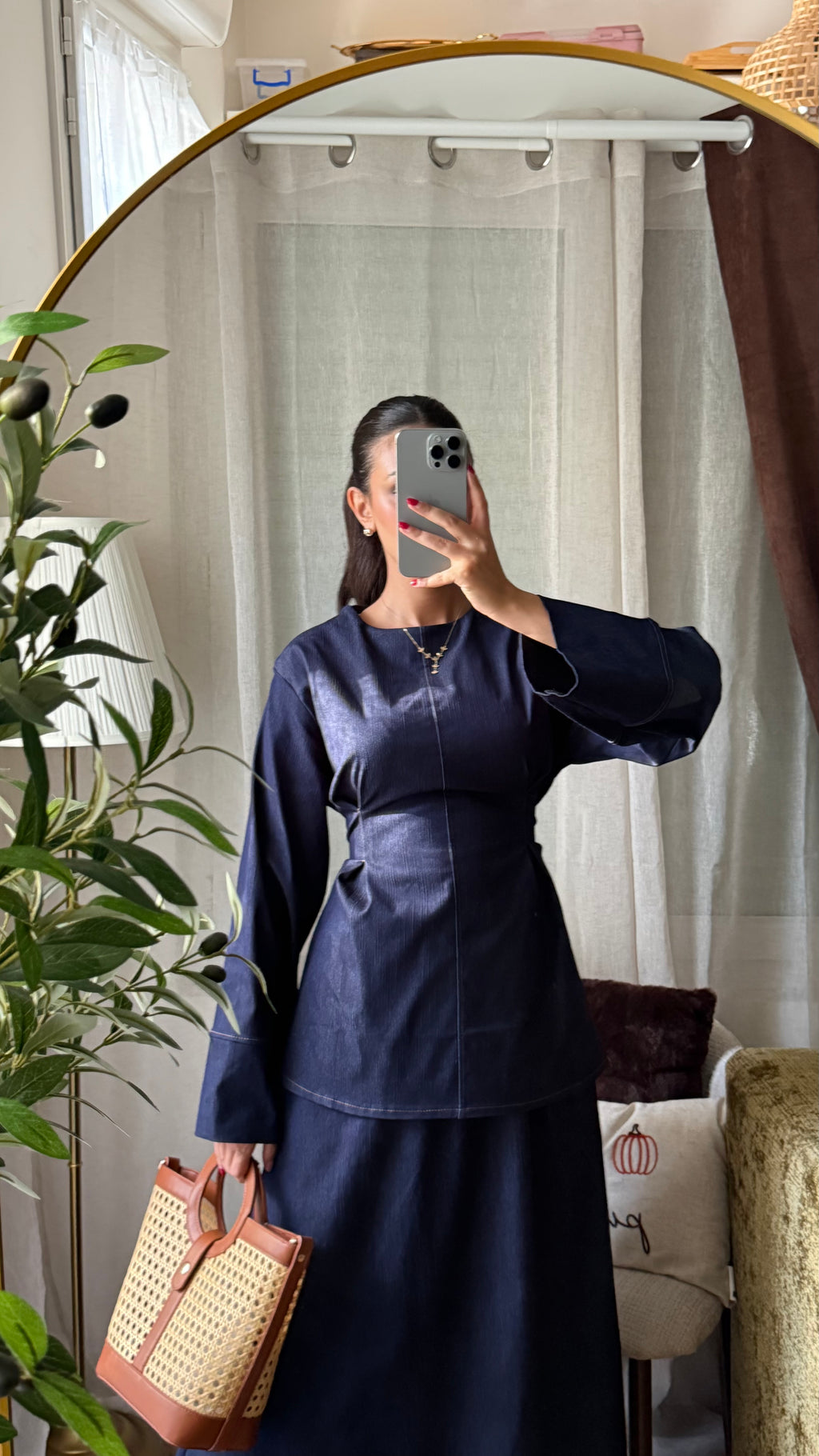 Ensemble en Jean Haut Long & Jupe Longue – Bleu Brut