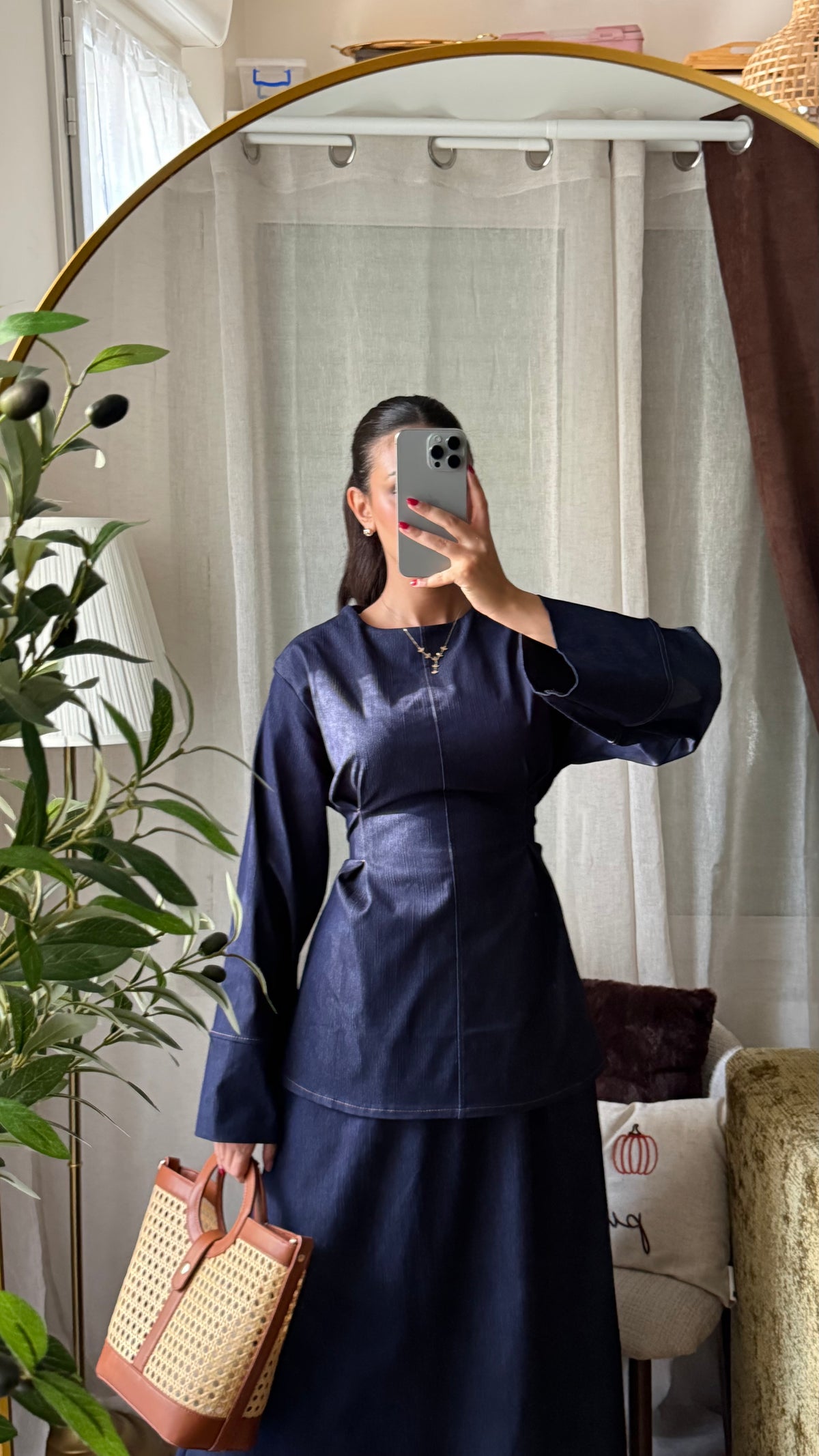 Ensemble en Jean Haut Long & Jupe Longue – Bleu Brut