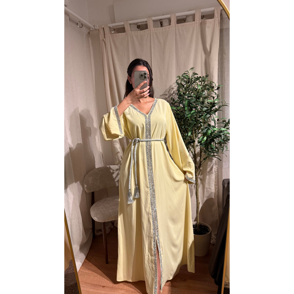 Robe Caftan Amira jaune pale