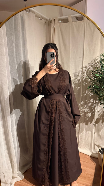 Ensemble Abaya Mesrara en marron