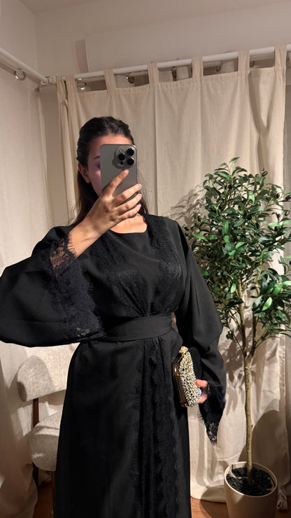 Ensemble Abaya Mesrara en marron foncé