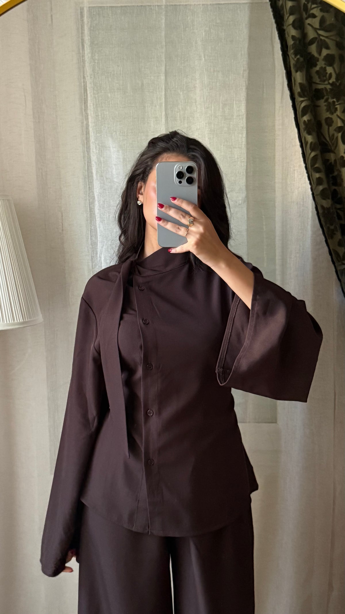 Ensemble Nayla COFFEE ☕️ – Chemise cintrée & pantalon fluide