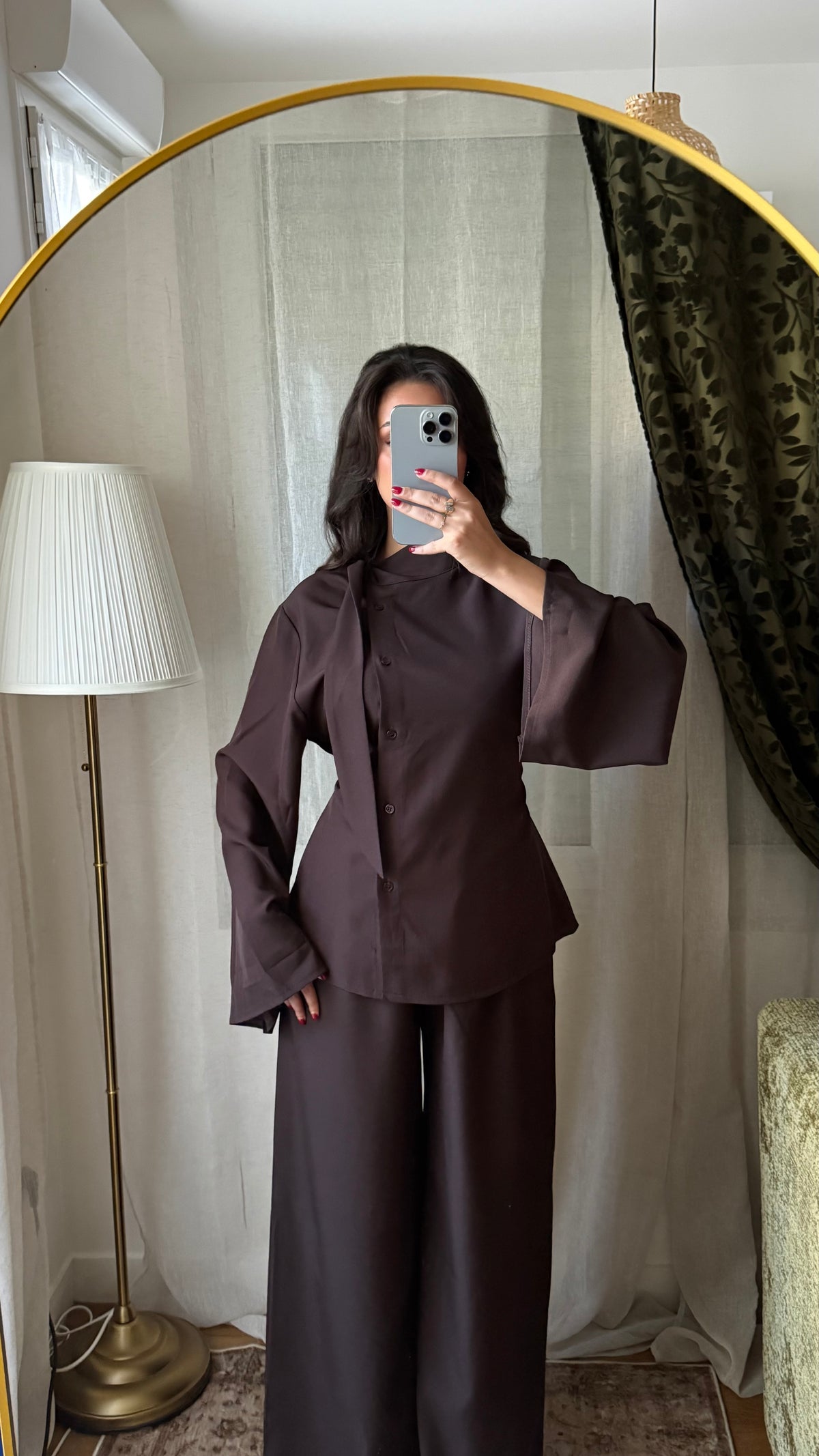Ensemble Nayla COFFEE ☕️ – Chemise cintrée & pantalon fluide