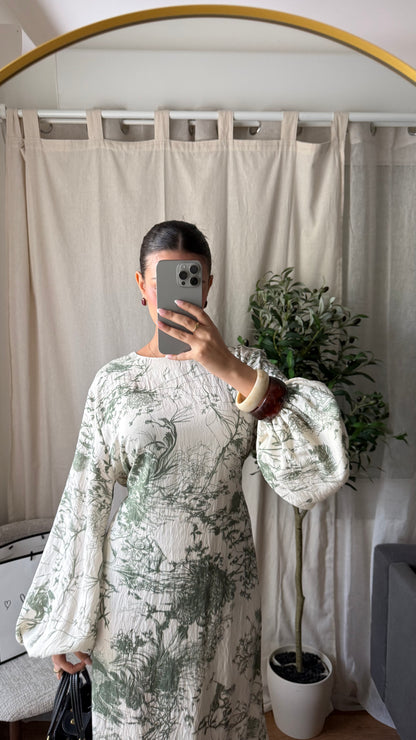 Robe longue Najwa vintage  / Beige-vert