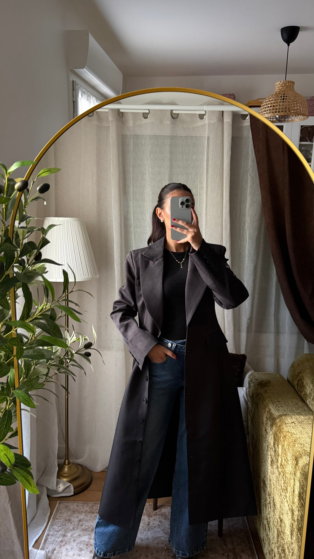 Manteau Long Tailleur Cintré – noir