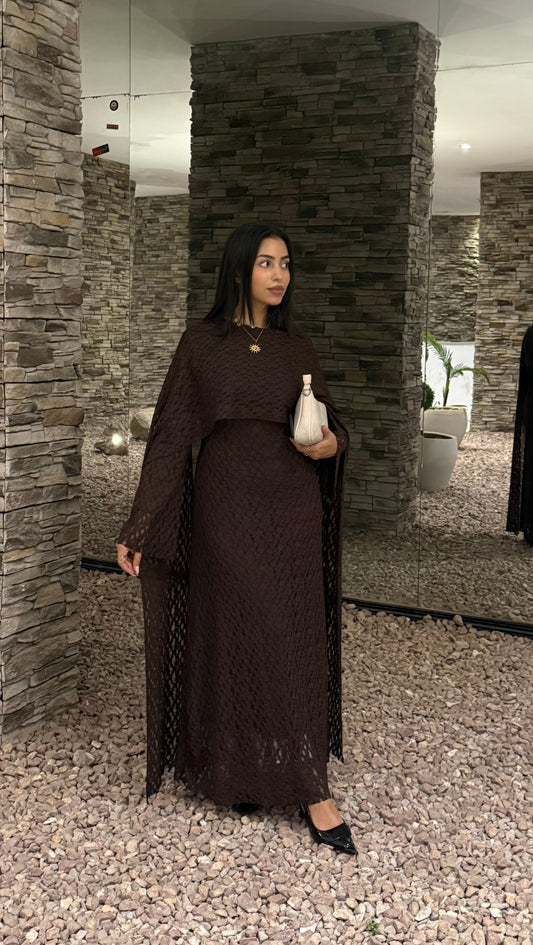 Robe Dentella avec cape /marron
