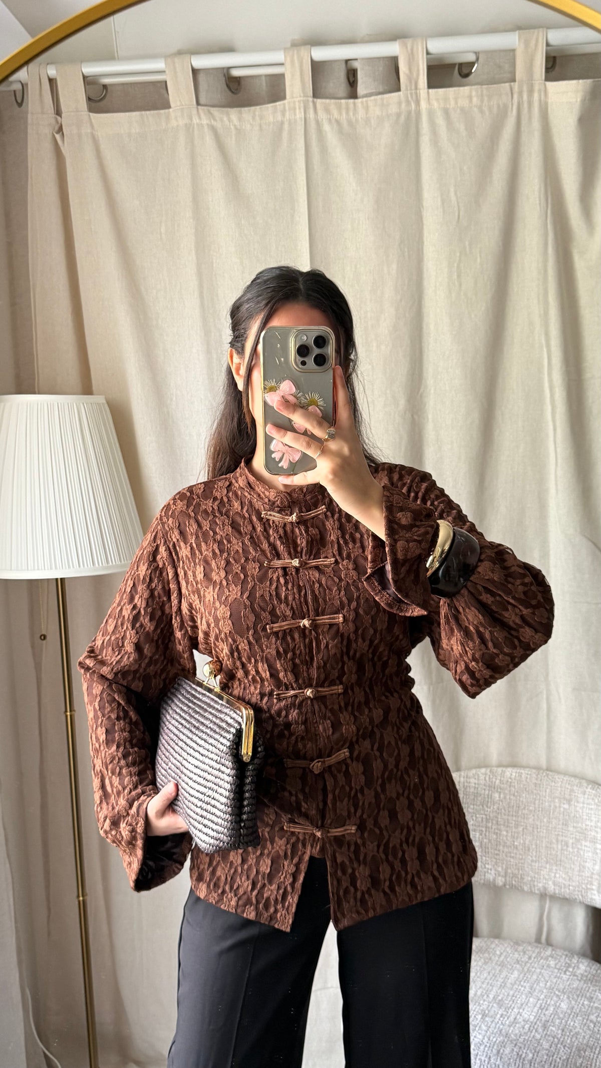 Blouse style mandarin | Chocolat