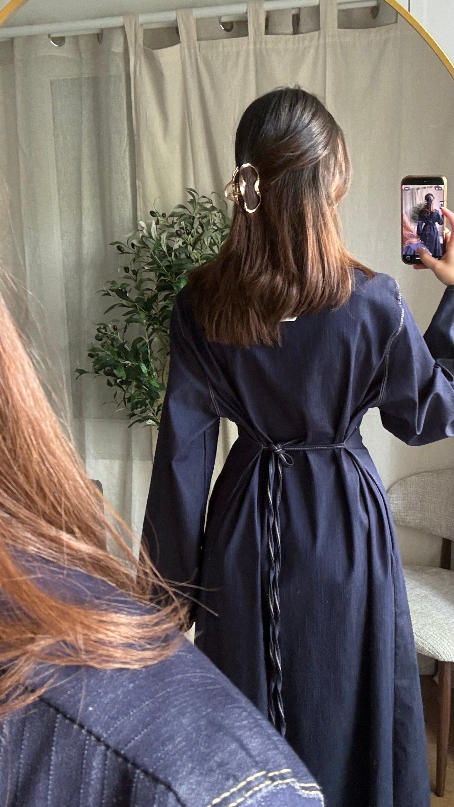 Robe longue jean à nouer dans le dos