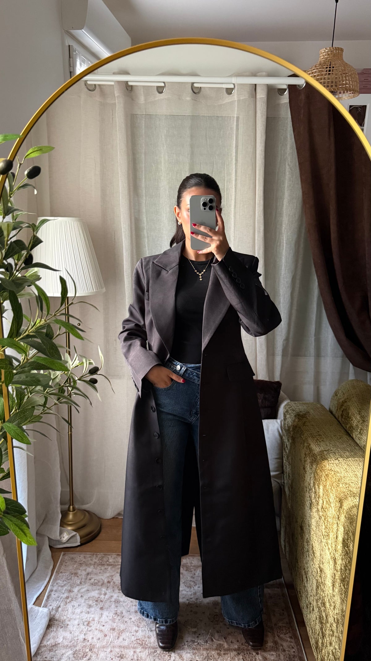 Manteau Long Tailleur Cintré – noir