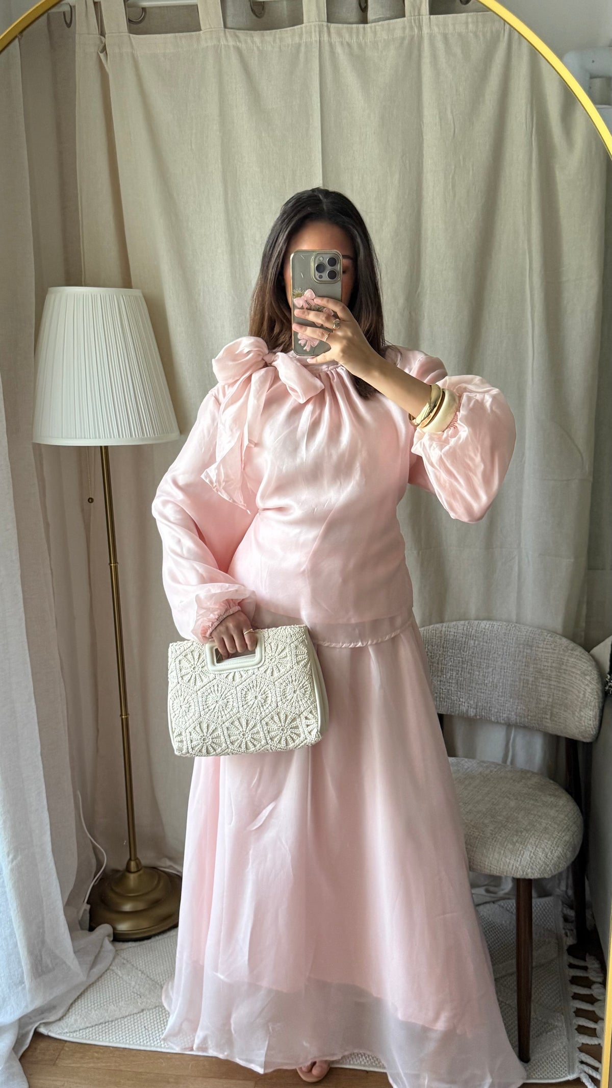 Ensemble en oraganza évasée doublée Rose