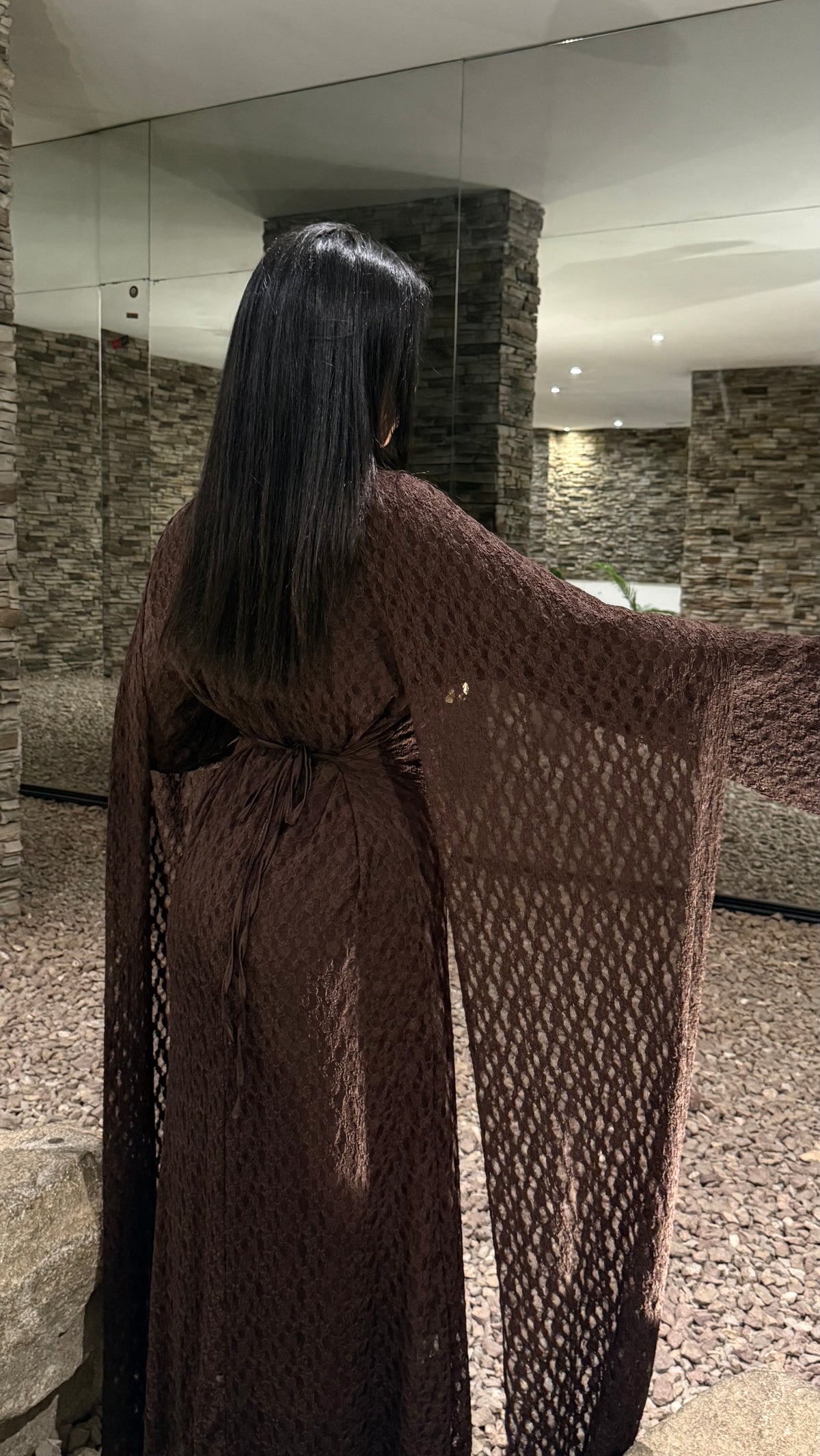 Robe Dentella avec cape /marron