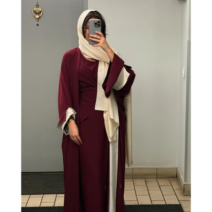 Robe longue croisée & kimono réversible avec voile